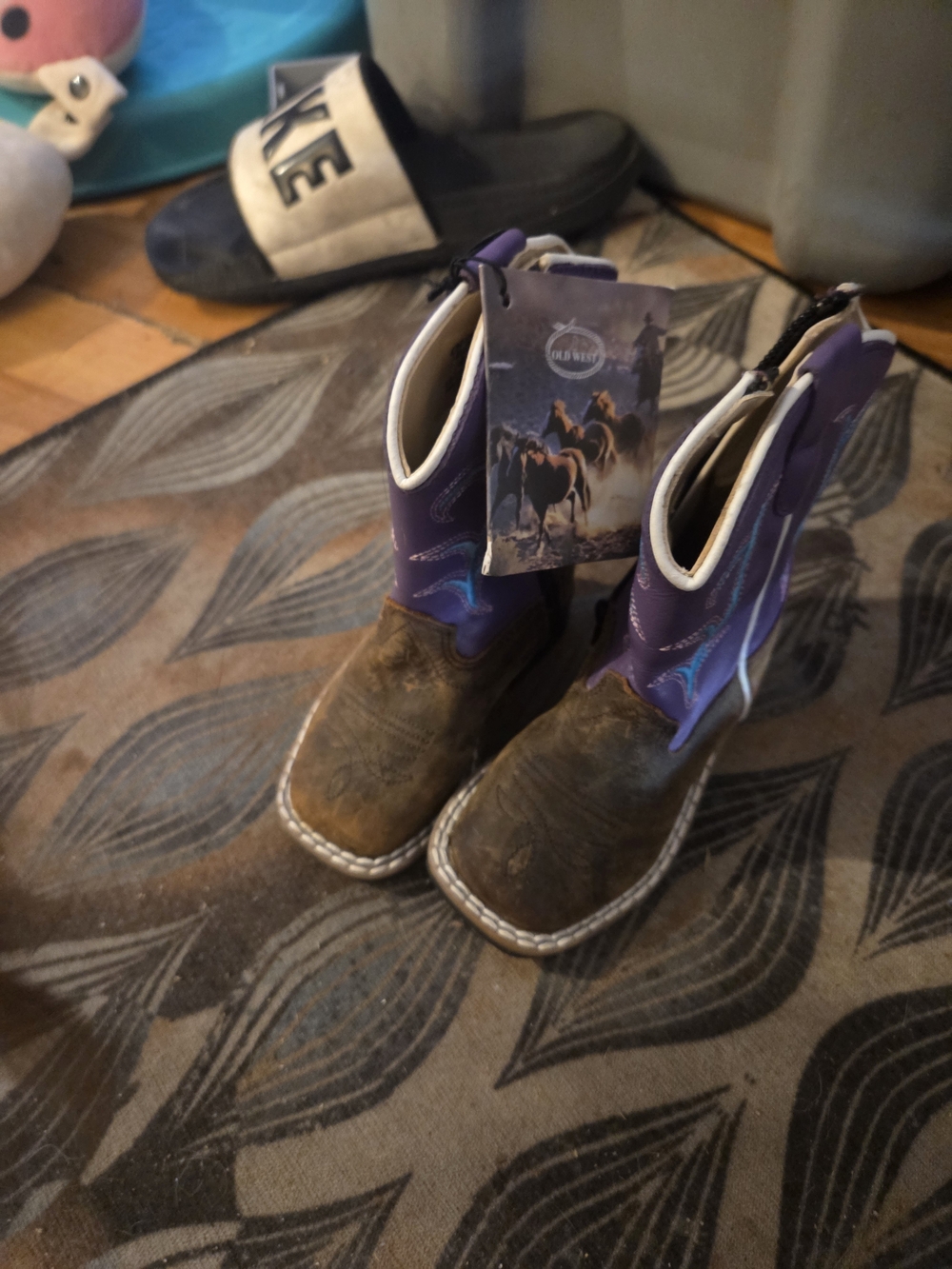 Old West Purple and Brown Kids Cowboy Boots